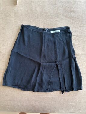 Reformation Black Mini Skirt with Front Slit